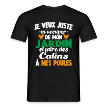 M'occuper de mon jardin Cadeau jardinier poules - T-shirt homme - noir - Devant - AI Model Male 178 light (178cm)