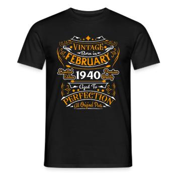 Jahrgang geboren im Februar 1940 Geburtstagsgeschenk - Männer T-Shirt - Schwarz - Vorne - AI Model Male 178 light (178cm)