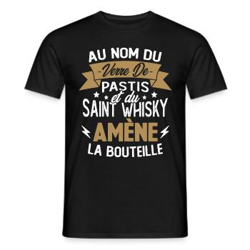 Au nom du verre de pastis et du saint whisky amène - T-shirt homme - noir - Devant - AI Model Male 178 light (178cm)