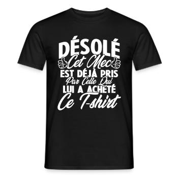 Désolé cet mec est déjà pris par - T-shirt homme - noir - Devant - AI Model Male 178 light (178cm)