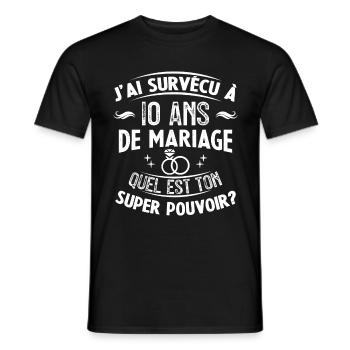 10 Ans De Mariage humoristique mariage - T-shirt homme - noir - Devant - AI Model Male 178 light (178cm)