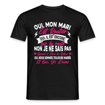 Oui, Mon Mari Est Routier Femme Humour Camionneur - T-shirt homme - noir - Devant - AI Model Male 178 light (178cm)