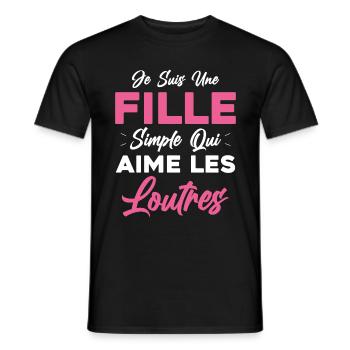 Je Suis Une Fille Simple Qui Aime Les Loutres - T-shirt homme - noir - Devant - AI Model Male 178 light (178cm)
