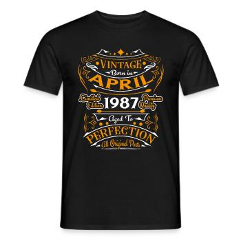 Vintage Nées En Avril 1987 Cadeau D'anniversaire - T-shirt homme - noir - Devant - AI Model Male 178 light (178cm)