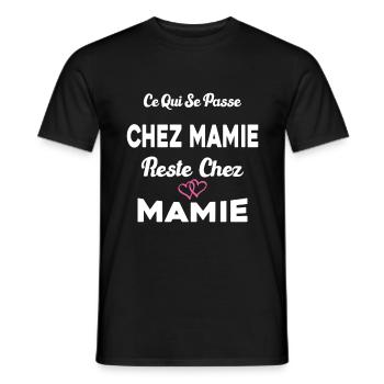 Ce qui se passe chez mamie reste chez mamie Cadeau - T-shirt homme - noir - Devant - AI Model Male 178 light (178cm)