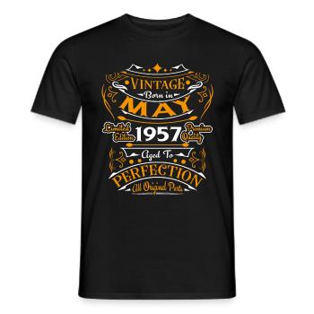 May 1957 Vintage Born in May 1957 Anniversary - Men's T-Shirt - black - Front - AI Model Male 178 light (178cm)