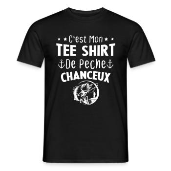 tee shirt pêcheur homme cadeau drole pêche - T-shirt homme - noir - Devant - AI Model Male 178 light (178cm)