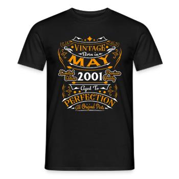 Mai 2001 Vintage Nées En Mai 2001 Anniversaire - T-shirt homme - noir - Devant - AI Model Male 178 light (178cm)