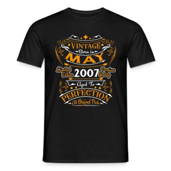 Mai 2007 Vintage Nées En Mai 2007 Anniversaire - T-shirt homme - noir - Devant - AI Model Male 178 light (178cm)