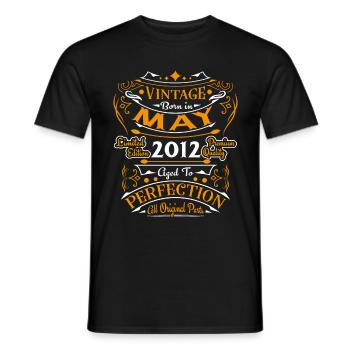 Vintage Born in May 2012 Birthday Gift - Men's T-Shirt - black - Front - AI Model Male 178 light (178cm)