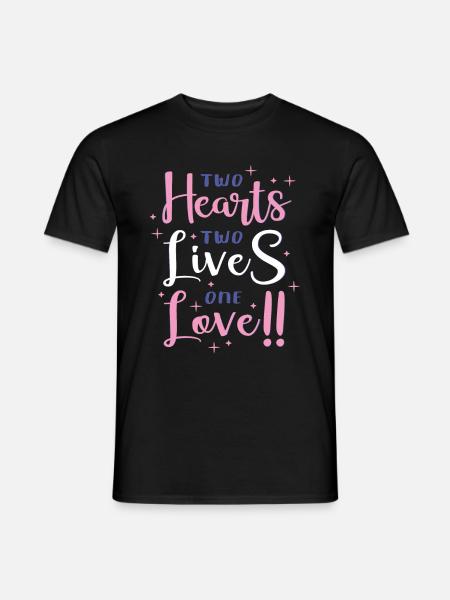 Zwei Herzen, zwei Leben, eine Liebe - Männer T-Shirt - Schwarz