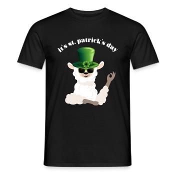 St. Patrick's Day with an Adorable Llama Animal - Men's T-Shirt - black - Front - AI Model Male 178 light (178cm)