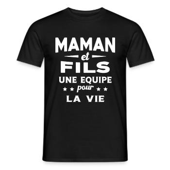 Maman et Fils une equipe Cadeau Fête Des Mères - T-shirt homme - noir - Devant - AI Model Male 178 light (178cm)