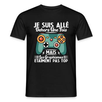 Cadeau Humour Console Graphisme Jeux Vidéo - T-shirt homme - noir - Devant - AI Model Male 178 light (178cm)