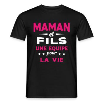 Maman et Fils une equipe Cadeau Fête Des Mères - T-shirt homme - noir - Devant - AI Model Male 178 light (178cm)