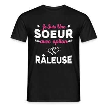 Je suis une soeur avec option Râleuse - T-shirt homme - noir - Devant - AI Model Male 178 light (178cm)