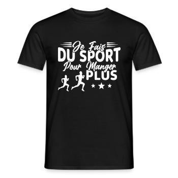 Je fais du Sport pour Manger plus Humour Cadeau - T-shirt homme - noir - Devant - AI Model Male 178 light (178cm)