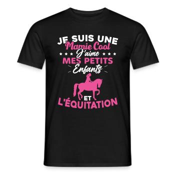 Mamie j'aime mes petite enfants et l'équitation - T-shirt homme - noir - Devant - AI Model Male 178 light (178cm)