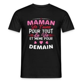 Maman je t'aime Mère Bébé Naissance Amour - T-shirt homme - noir - Devant - AI Model Male 178 light (178cm)