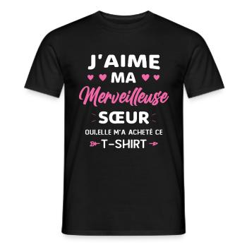Femme Amour Super Soeur Humour J'aime Ma Sœur - T-shirt homme - noir - Devant - AI Model Male 178 light (178cm)