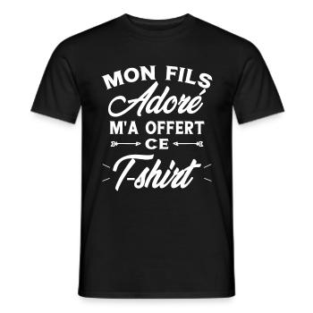Mon Fils Adoré Humour Maman / Papa Cadeau - T-shirt homme - noir - Devant - AI Model Male 178 light (178cm)