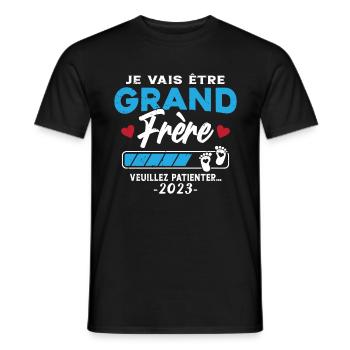 Je vais Être Grand Frère 2023 idée cadeau - T-shirt homme - noir - Devant - AI Model Male 178 light (178cm)