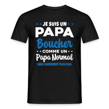 Homme Papa Boucher Humour Cadeau - T-shirt homme - noir - Devant - AI Model Male 178 light (178cm)