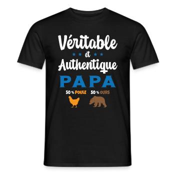 Homme Véritable et Authentique Papa Poule et Ours - T-shirt homme - noir - Devant - AI Model Male 178 light (178cm)