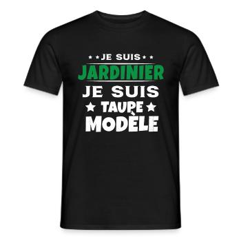 Je suis jardinier Je suis Taupe Modèle Humour - T-shirt homme - noir - Devant - AI Model Male 178 light (178cm)