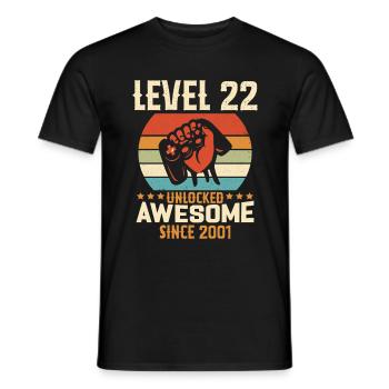 Level 22 Komplettes Geburtstagsgeschenk für 2001 - Männer T-Shirt - Schwarz - Vorne - AI Model Male 178 light (178cm)