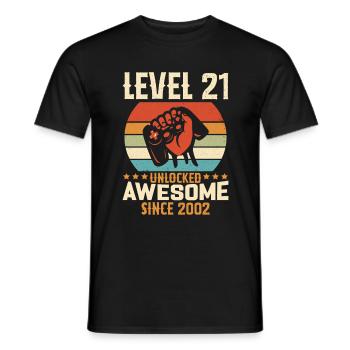 Level 21 Complete 2002 Birthday Gift - Men's T-Shirt - black - Front - AI Model Male 178 light (178cm)