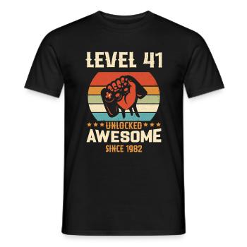 Niveau 41 complete 1982 Cadeau d'anniversaire - T-shirt homme - noir - Devant - AI Model Male 178 light (178cm)