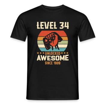 Level 34 complete 1989 Birthday Gift - Men's T-Shirt - black - Front - AI Model Male 178 light (178cm)
