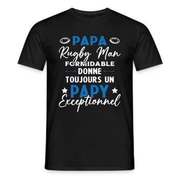 Papa Rugbyman Formidable Papy Exceptionnel Cadeau - T-shirt homme - noir - Devant - AI Model Male 178 light (178cm)