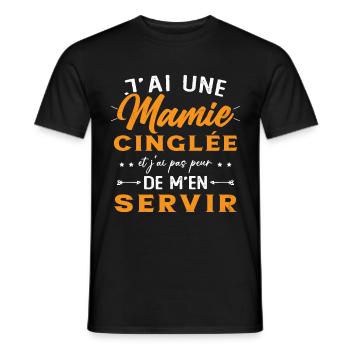 Mamie Cinglée et Je Peux M'en Servir Humour Cadeau - T-shirt homme - noir - Devant - AI Model Male 178 light (178cm)