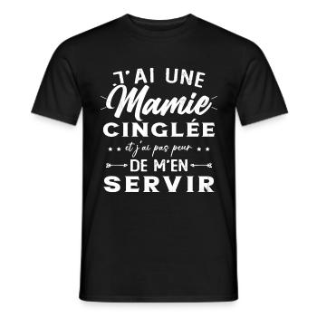Mamie Cinglée et Je Peux M'en Servir Humour Cadeau - T-shirt homme - noir - Devant - AI Model Male 178 light (178cm)
