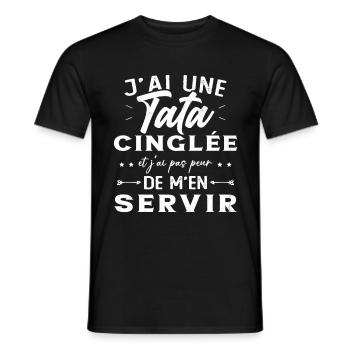 Neveu Nièce Cadeau J'ai Une Tata Cinglée Humour - T-shirt homme - noir - Devant - AI Model Male 178 light (178cm)