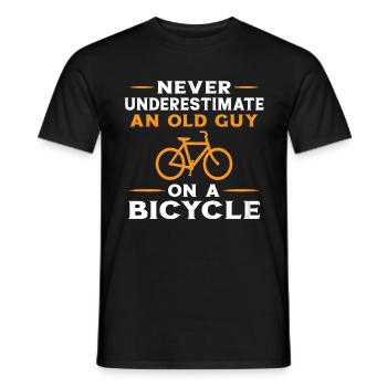 Never Underestimate an Old Man With a Bike - Men's T-Shirt - black - Front - AI Model Male 178 light (178cm)