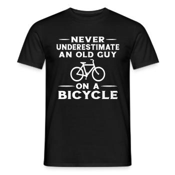 Never Underestimate an Old Man With a Bike - Men's T-Shirt - black - Front - AI Model Male 178 light (178cm)