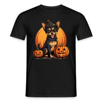 Chihuahua Dog Pumpkin Lazy Halloween Party Costume - Men's T-Shirt - black - Front - AI Model Male 178 light (178cm)