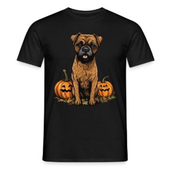 Border Terrier Chien Citrouille Paresseuse Halloween Party - T-shirt homme - noir - Devant - AI Model Male 178 light (178cm)