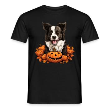 Border-Collie-Hundekürbis-faule Halloween-Party - Männer T-Shirt - Schwarz - Vorne - AI Model Male 178 light (178cm)