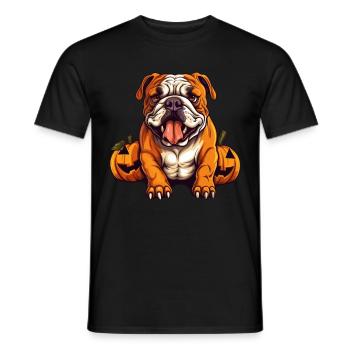 Bulldoggen-Hundekürbis-Lazy-Halloween-Partykostüm - Männer T-Shirt - Schwarz - Vorne - AI Model Male 178 light (178cm)
