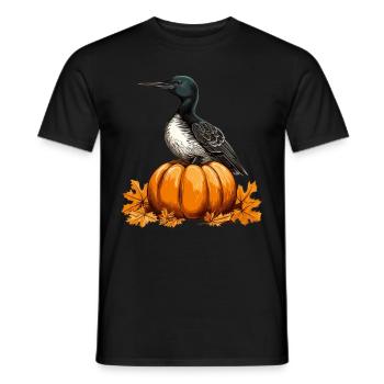 Common Loon Bird Pumpkin Lazy Halloween - Men's T-Shirt - black - Front - AI Model Male 178 light (178cm)