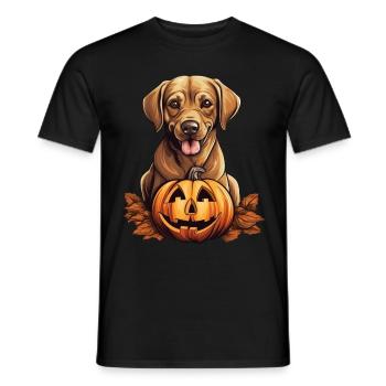 Labrador Retriever Dog Pumpkin Lazy Halloween - Men's T-Shirt - black - Front - AI Model Male 178 light (178cm)