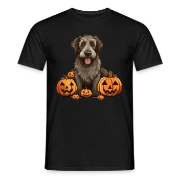 Irish Wolfhound Dog Pumpkin Lazy Halloween Party - Männer T-Shirt - Schwarz - Vorne - AI Model Male 178 light (178cm)