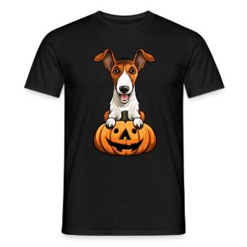 Fox Terrier Dog Pumpkin Lazy Halloween Party - Männer T-Shirt - Schwarz - Vorne - AI Model Male 178 light (178cm)