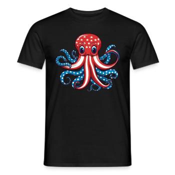 Poulpe drapeau américain 4 juillet jour poulpe cadeau - T-shirt homme - noir - Devant - AI Model Male 178 light (178cm)