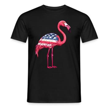 Flamants roses drapeau américain 4 juillet flamants roses - T-shirt homme - noir - Devant - AI Model Male 178 light (178cm)