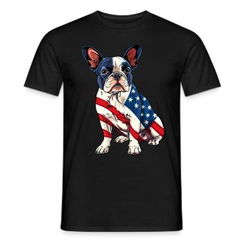 Boston Terrier Dog 4 juillet Drapeau américain Cadeaux - T-shirt homme - noir - Devant - AI Model Male 178 light (178cm)
